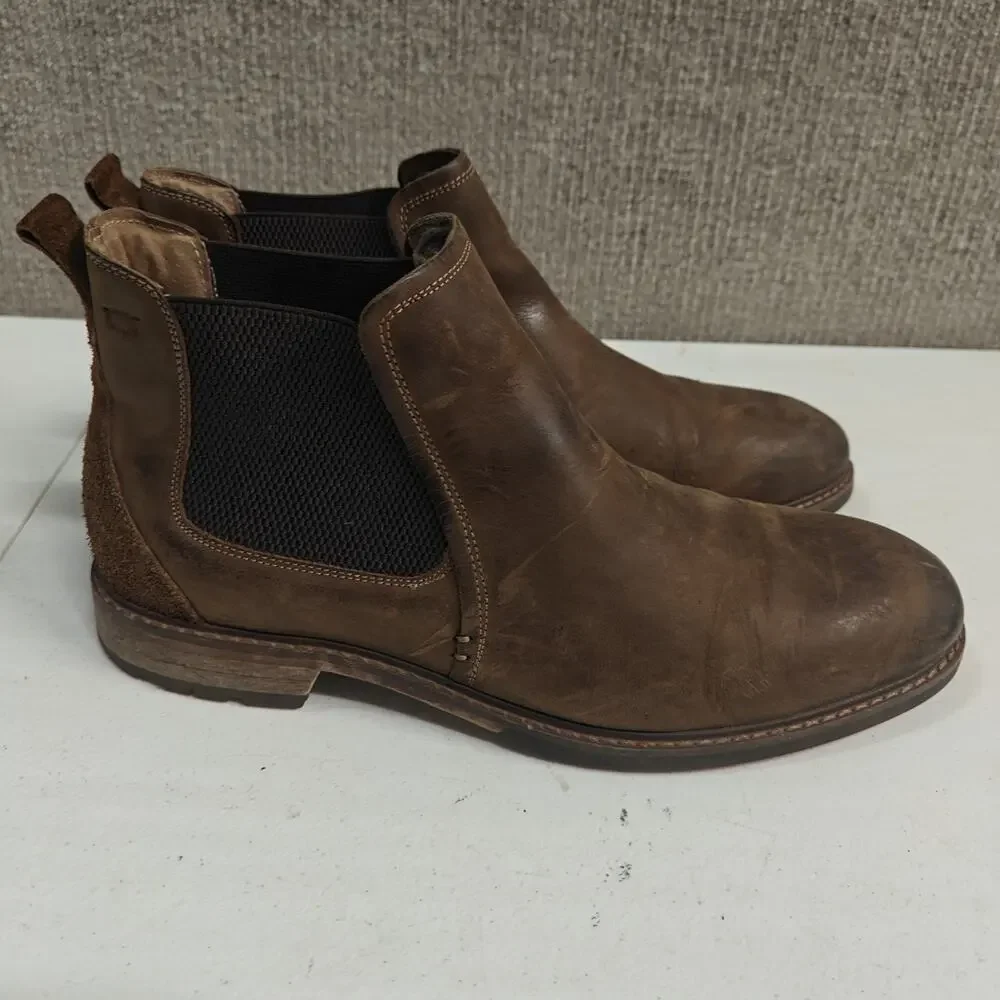 Florsheim Men's Chalet Plain Toe Chelsea Brown Leather Boot US Size 10